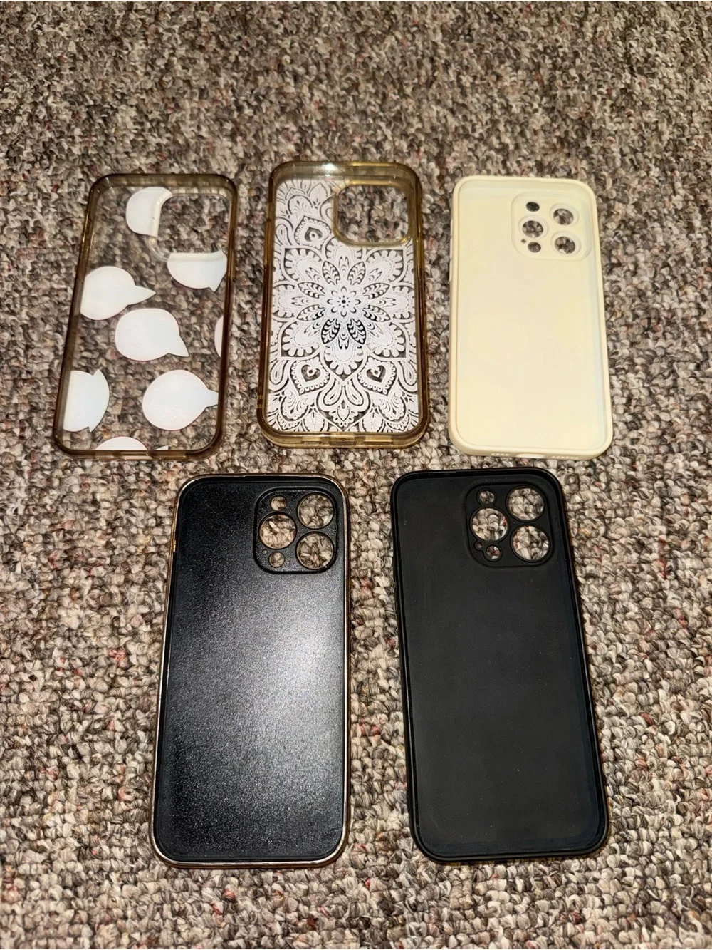 Stylish Peach & Pattern Phone Case Assortment - White, Orange, Multi